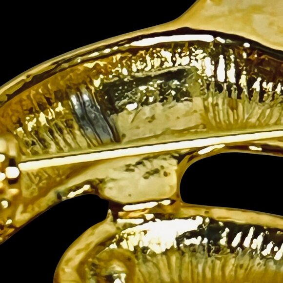 Gold Tone And Clear Rhinestone Dolphin Brooch (5732) - Picture 4 of 5